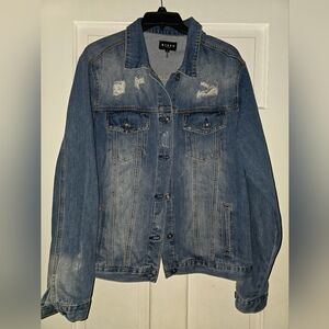 Risen Distressed Blue Denim Jacket - Size Medium